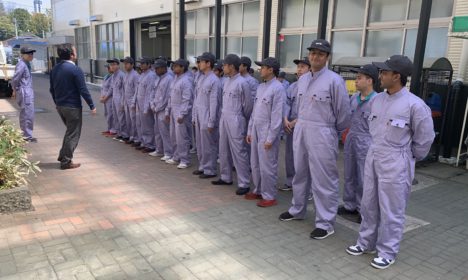 留学生整列訓練！